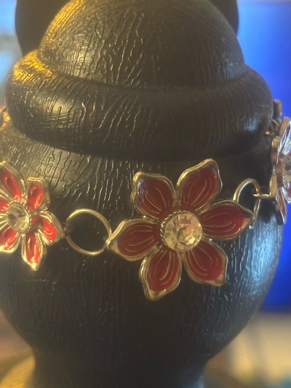 Red Floral Statement Bracelet - Women Jewelry